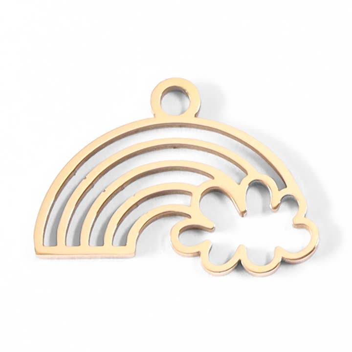18K Gold PVD Stainless Steel Rainbow And Cloud Charm for wholesale by WJW