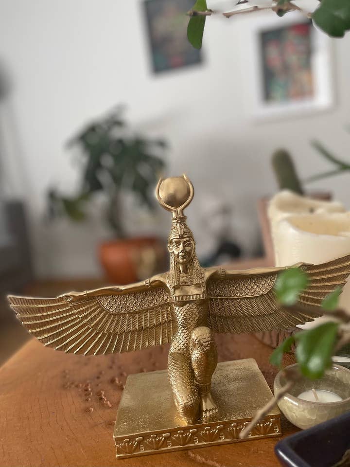 Isis Open Wings Statue - Gold for wholesale by RomaArtSculptures