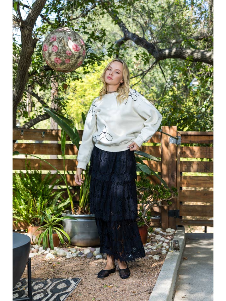 Curds and Whey - Wholesale Skirt - Women's - C6007 - LACE TRIM LONG SKIRT3