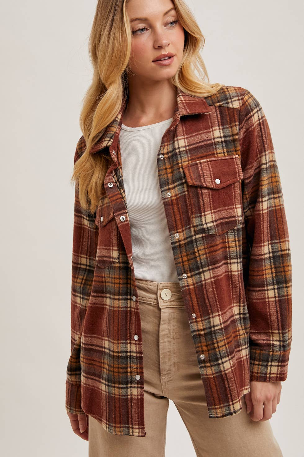 Bluivy - Wholesale Shirt Jacket/Shacket - Women's - BUTTON DOWN PLAID SHACKET17