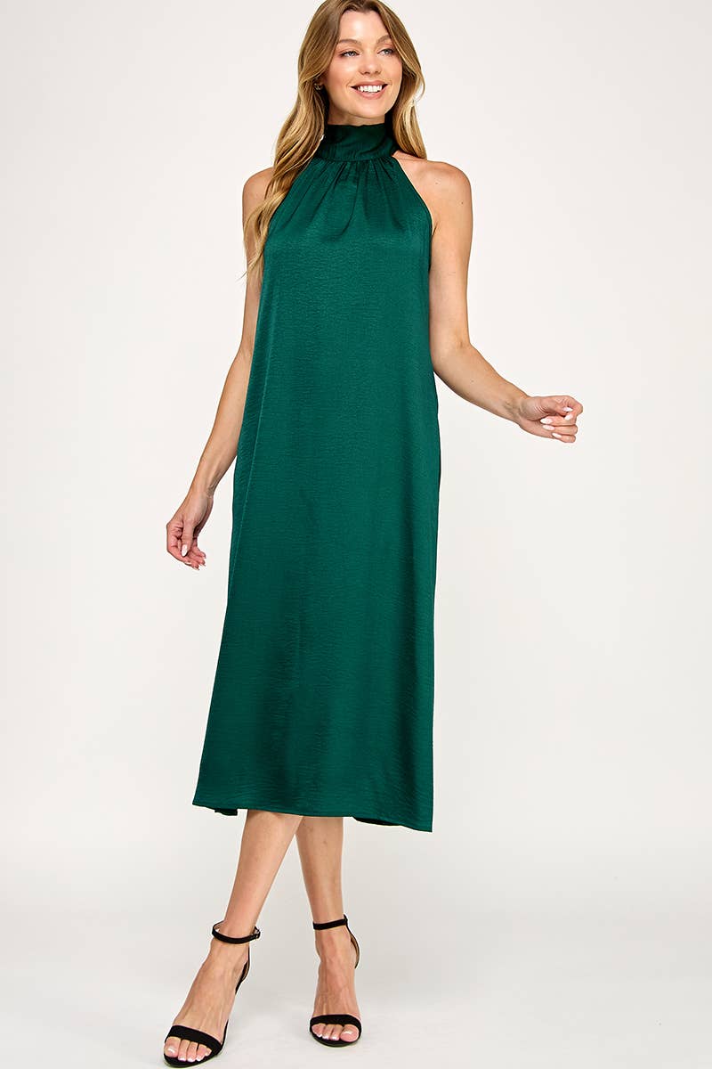 Peace Love Line - Vendita all'ingrosso Vestito - Donna - PL9156 - ABITO MIDI HALTER IN TESSUTO SOLIDO20