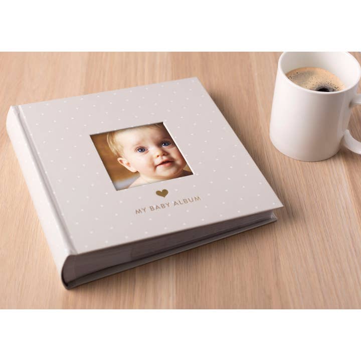 Pearhead - Wholesale Photo Album - Kids & Baby - Baby Photo Album with Guided Journal Pages, Gray Polka Dots9