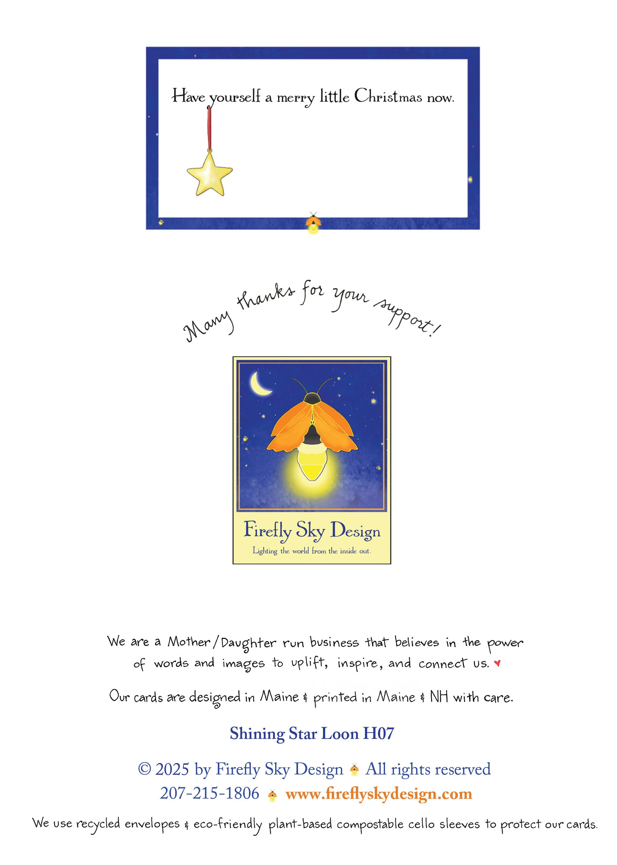 Firefly Sky Design - Wholesale Season's Greetings Card - NEW! Shining Star Loon Holiday Card3