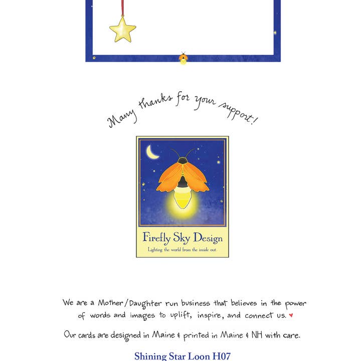 Firefly Sky Design - Wholesale Season's Greetings Card - NEW! Shining Star Loon Holiday Card3
