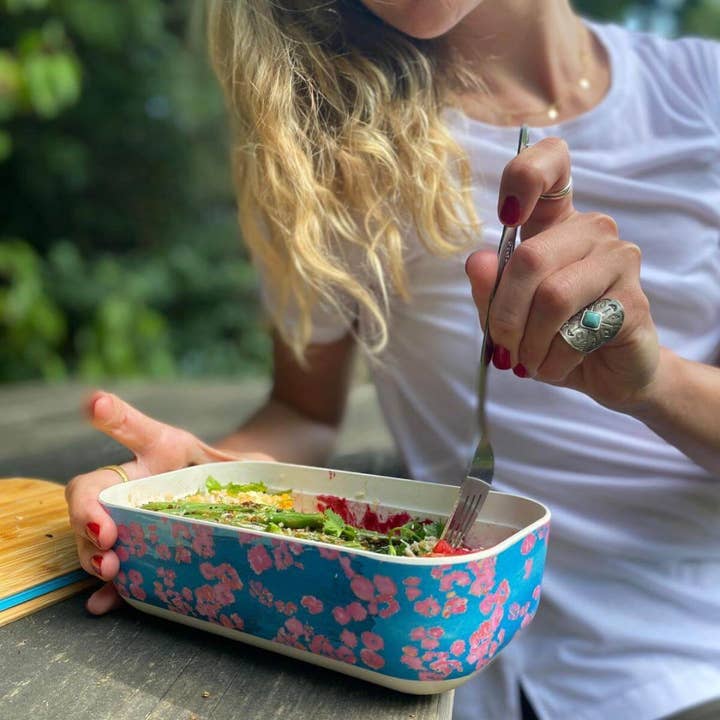 Bambu Lunchlåda med rosa koralltryck för wholesale av Emilieoconnorhomestore