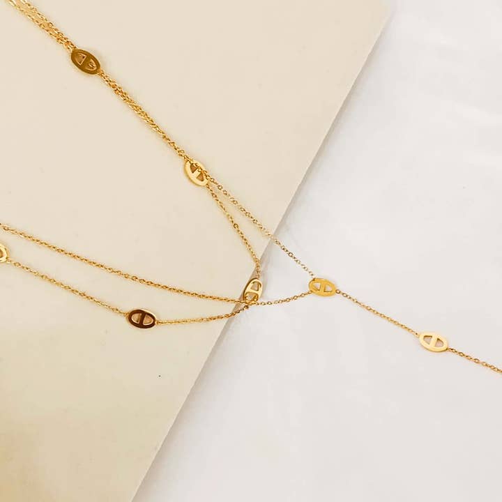 Set di gioielli collana di perle bracciale in acciaio inossidabile per la vendita all'ingrosso da parte di Minimalistajoyeria