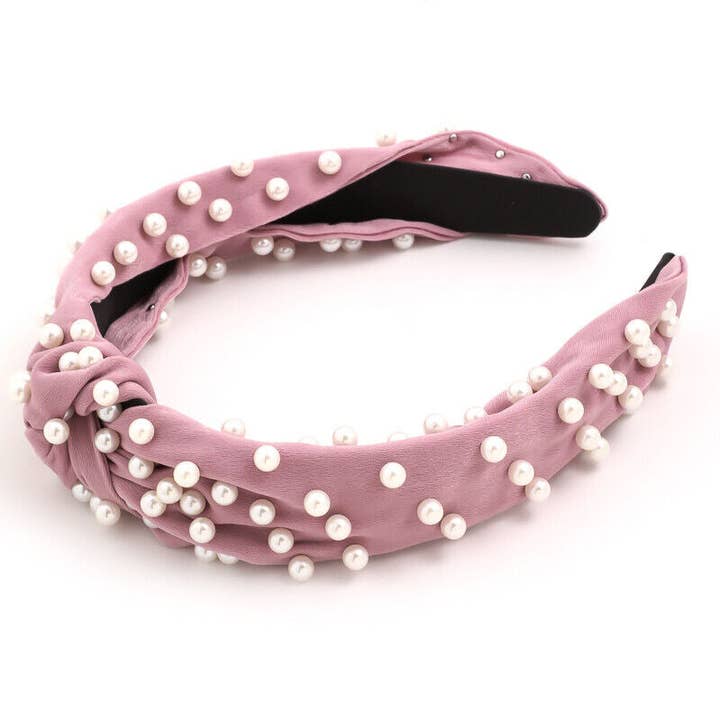Mauve Pearl Soft Satin knot headband/Hairband for wholesale by Fleur de lys collections