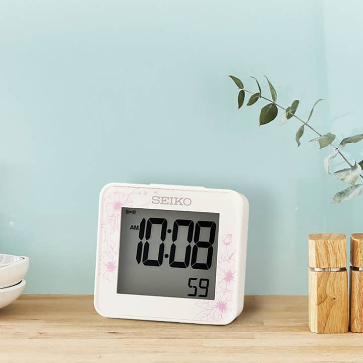 Seiko Clocks USA - Wholesale Alarm Clock - Zen Digital Alarm, white/pink, Island Collection1