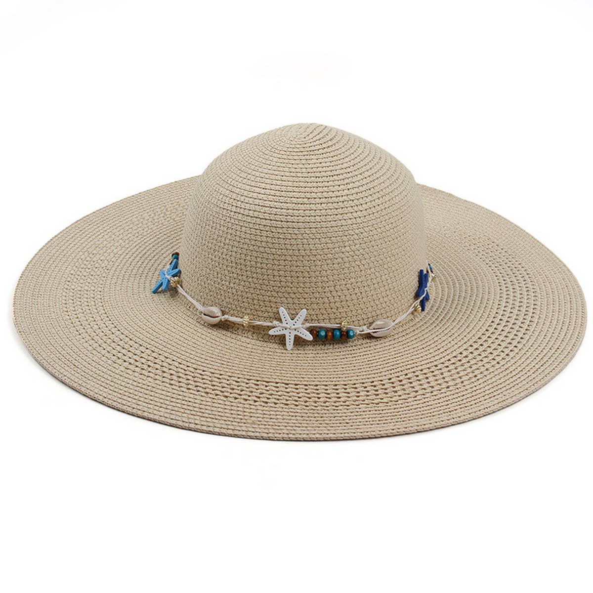 ACCITY - Wholesale Straw Hat - Women's - SUNSHADE STARFISH DECORATED DOME STRAW HAT_CWAH11957
