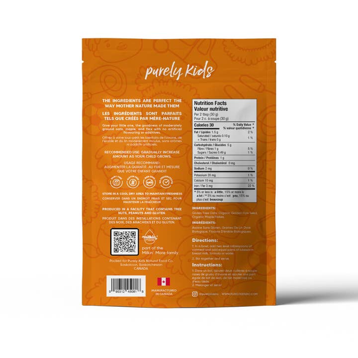 Milkfull - Wholesale Oats - Purely Kids Maple toddler oatmeal1