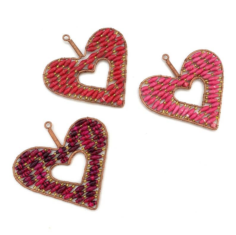 Ornaments 4 Orphans - Wholesale Ornament Set - Paper Bead Valentine's Heart Set - Variety Pack of 61