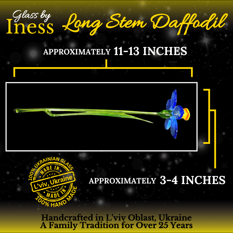Glass by Iness - Wholesale Artificial Flowers - Yellow Glass Daffodil - Handcrafted Long Stem Flower4