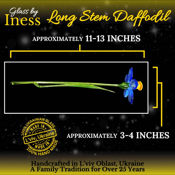 Glass by Iness - Wholesale Artificial Flowers - Yellow Glass Daffodil - Handcrafted Long Stem Flower4
