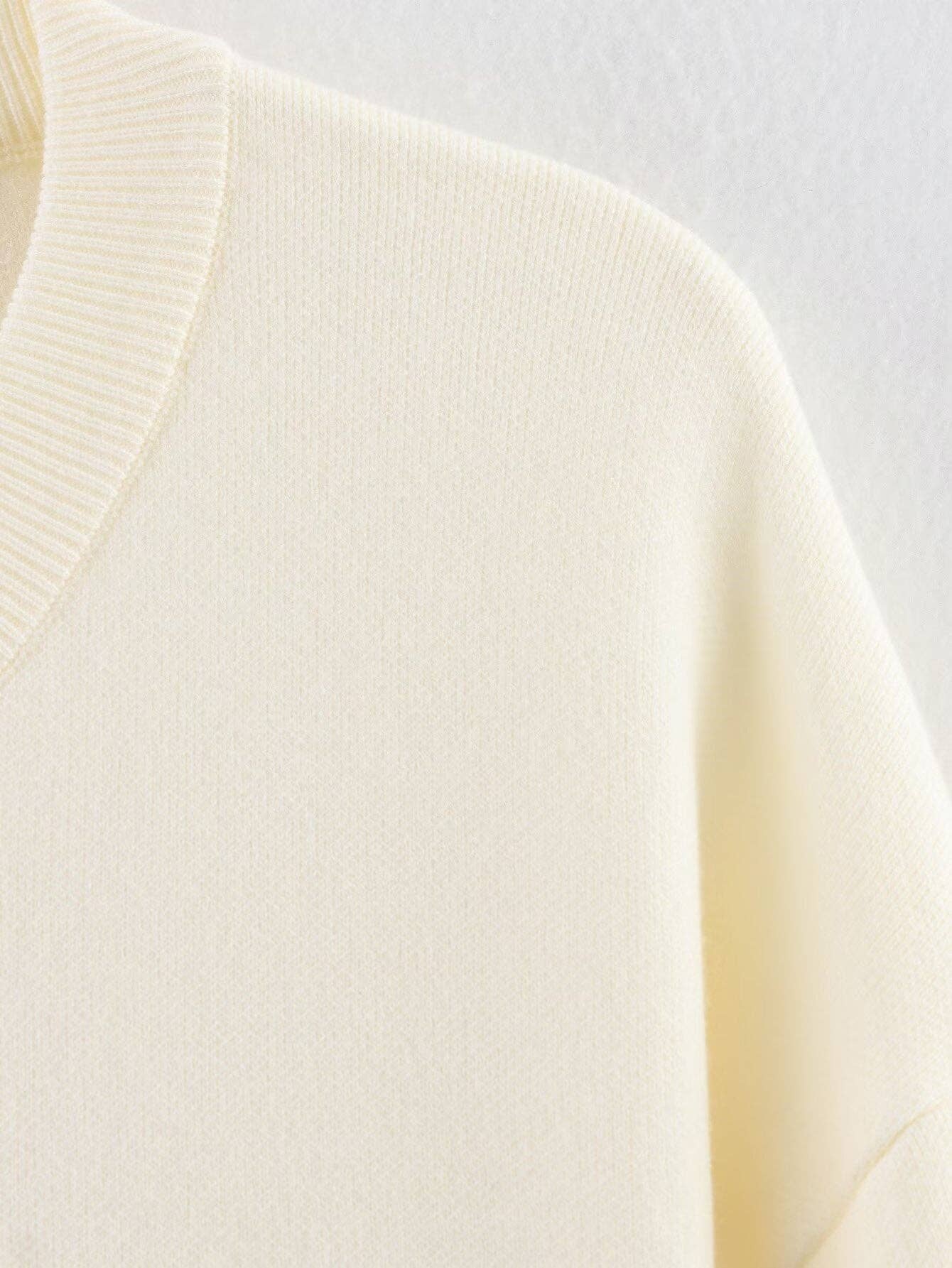 Beige 2-teilige Outfits Strick-Crop-Pullover Minirock-Set DP25F723 für den Großhandel auf Faire5