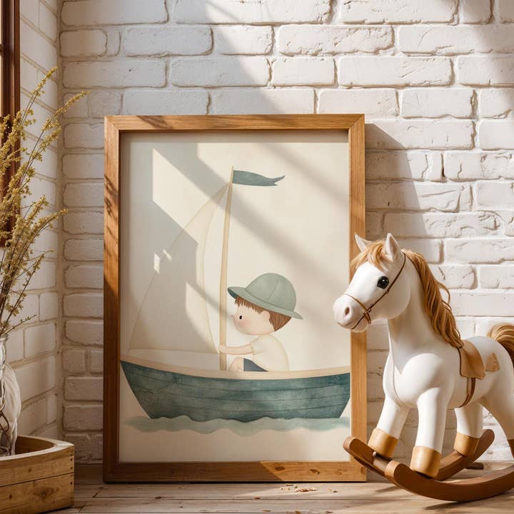 Zeilboot Print - Minimalistisch Saliegroen voor wholesale door Artsriver