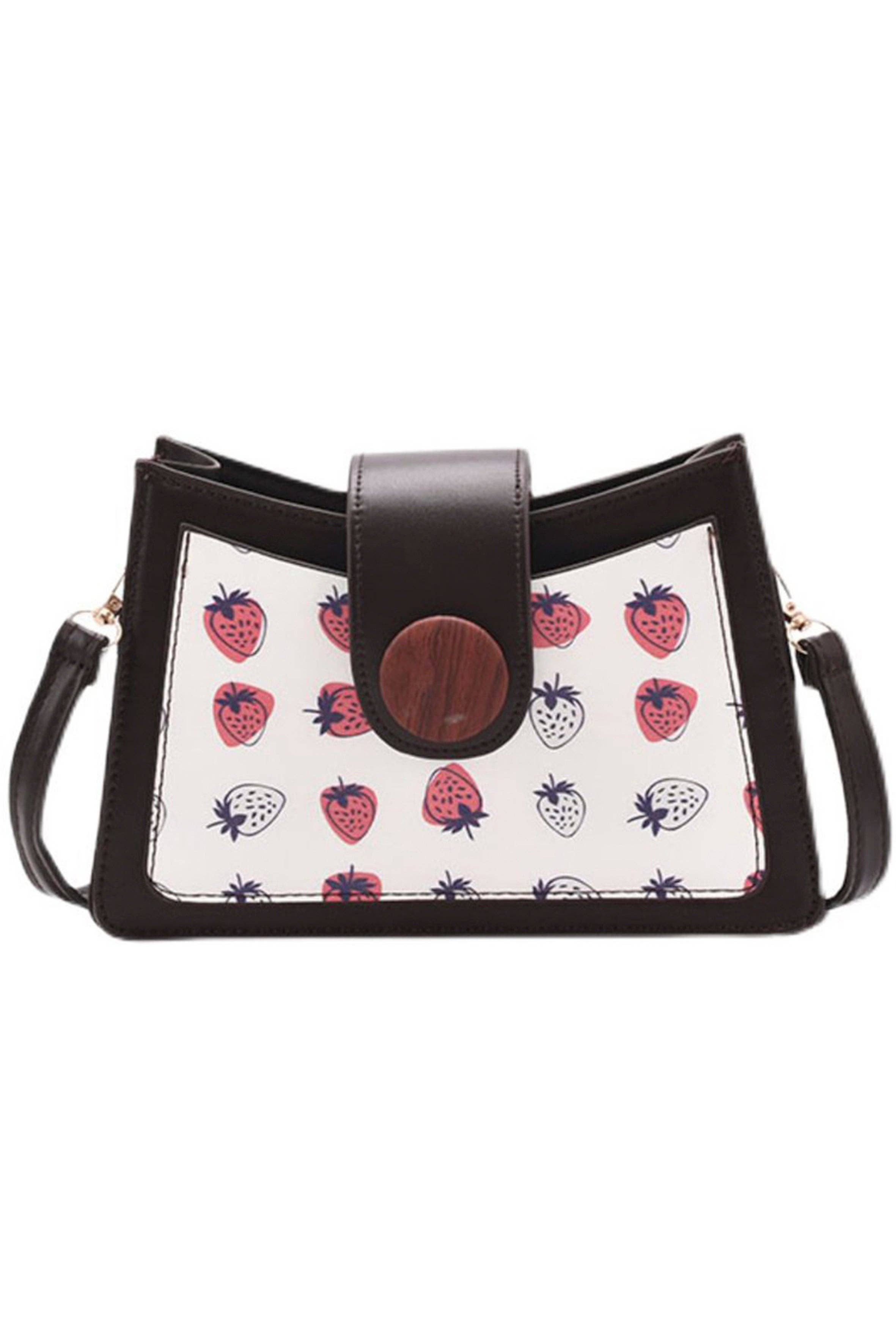 Pink Strawberry Kitty Printed Pu Leather Crossbody HB1393 for wholesale on Faire0