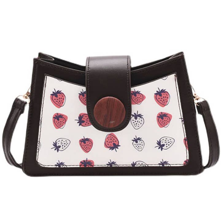 Pink Strawberry Kitty Printed Pu Leather Crossbody HB1393 for wholesale on Faire