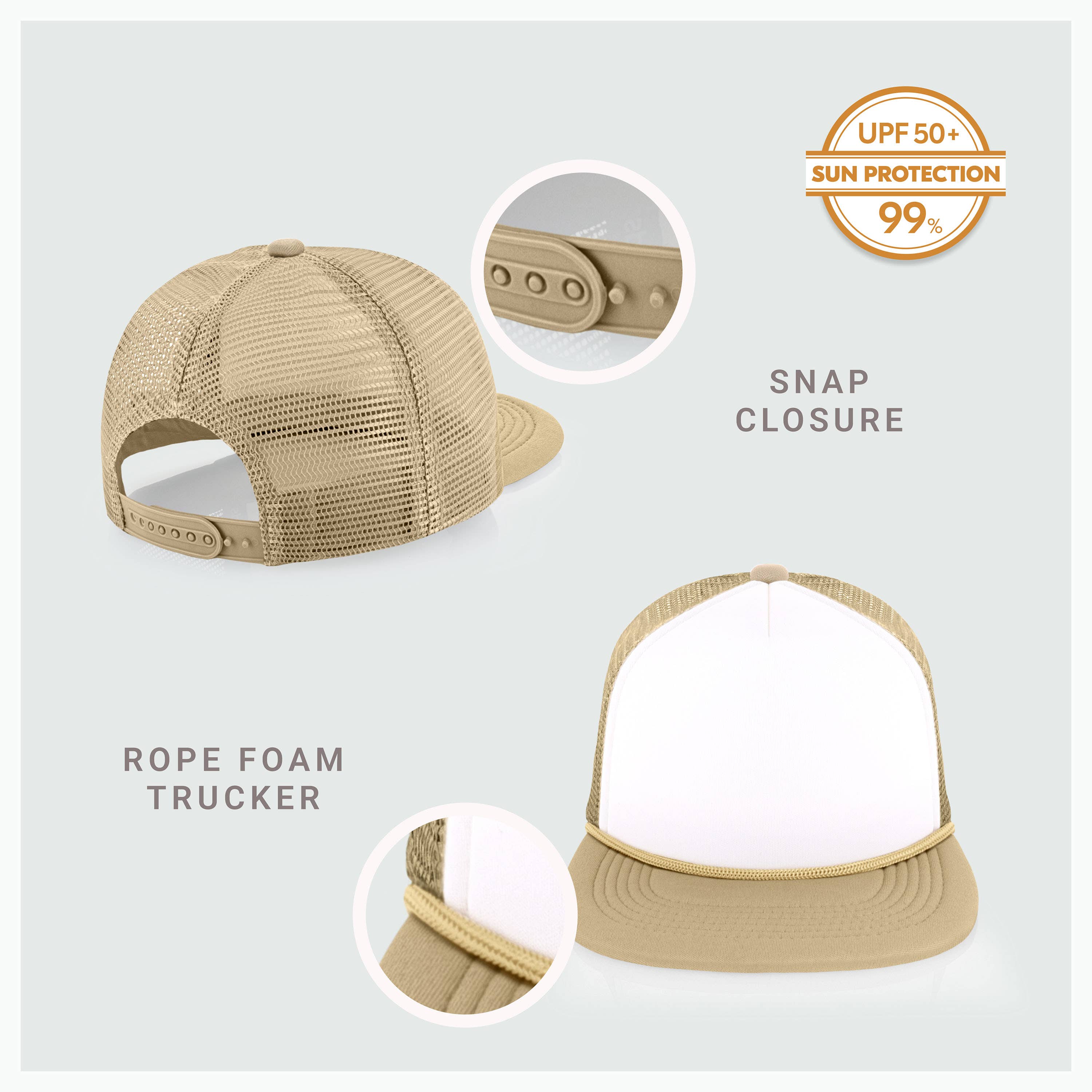 ChoKoLids - Wholesale Trucker Hat - Men's - CHOK.LIDS Plain Two-tone Foam Trucker Flat Bill Cap with Rop27