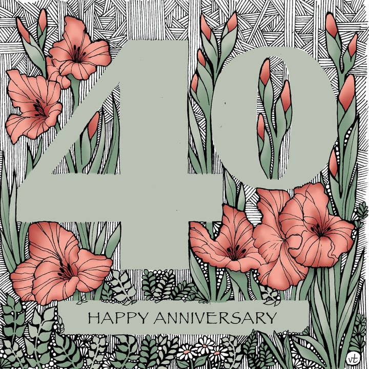 Alles Gute zum 40-jährigen Jubiläum Rote Gladiolen für den Großhandel von Alff a Bet Design