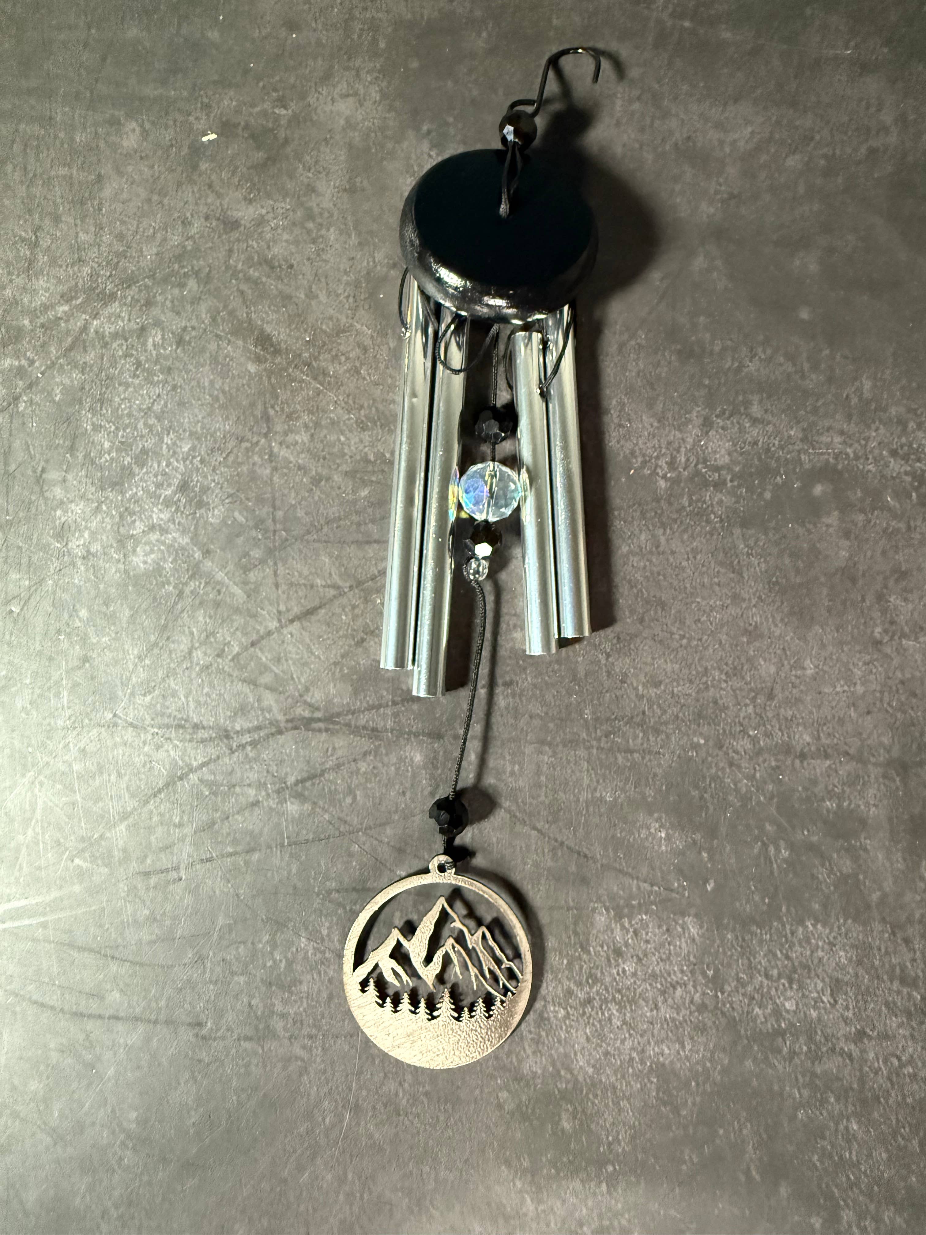 The Mas Boutique - Wholesale Wind Chime - 11” wind chime with suncatcher bead - mountain scene4