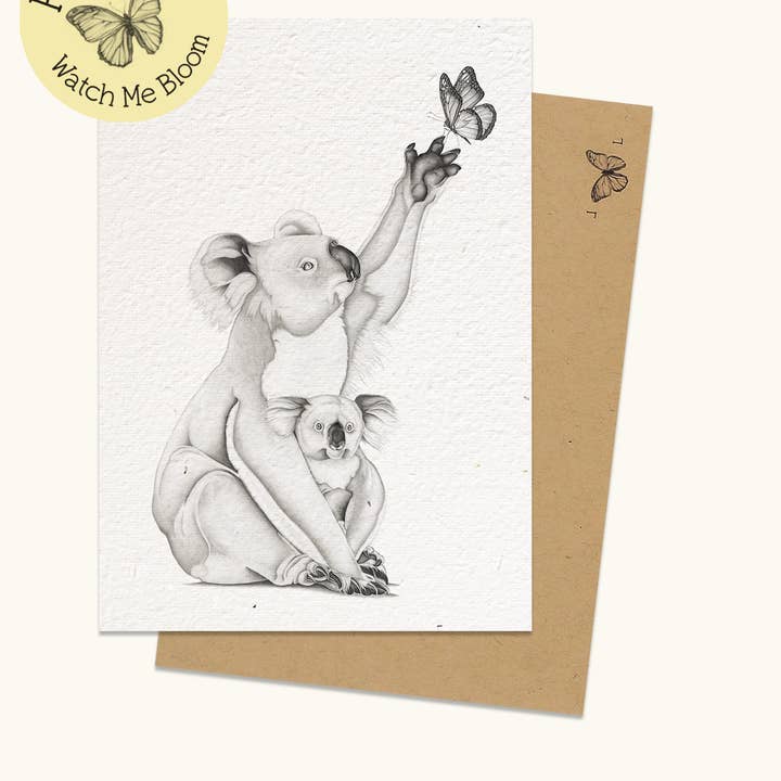Laura Luke – wholesale Vardagliga hälsningskort – Planterbart Gratulationskort - Med mig (koala & unge)0
