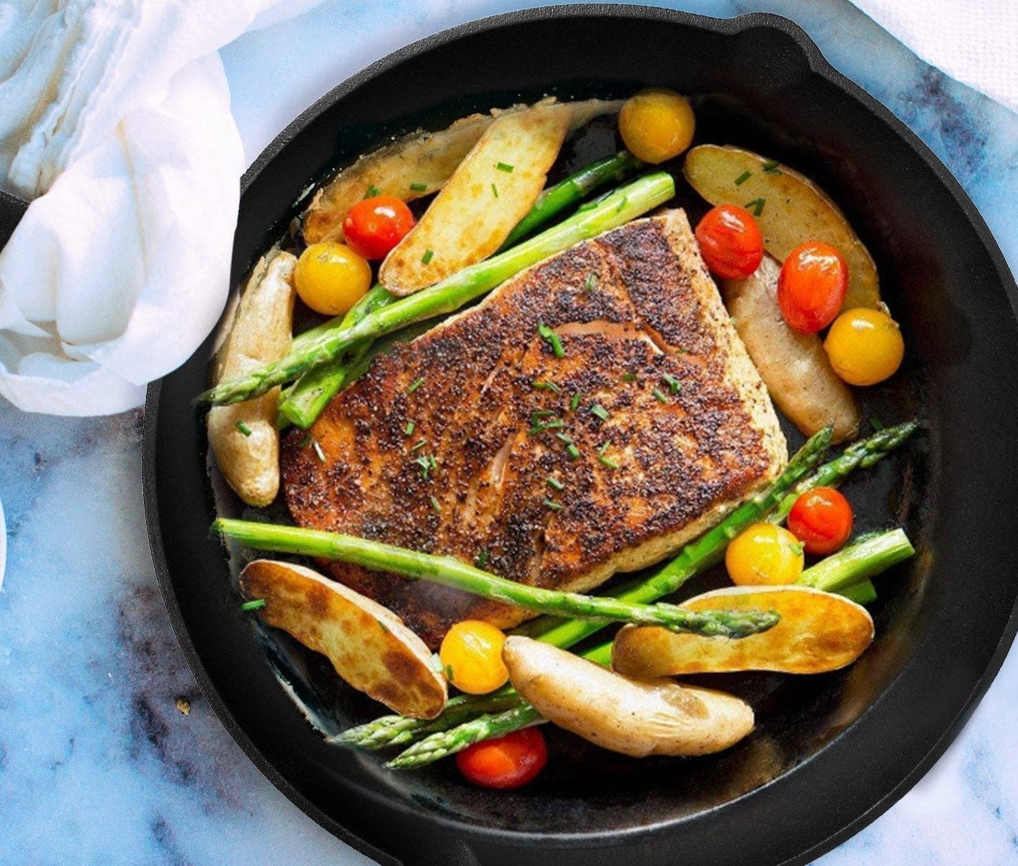 BlakOutlet - Vente Poêles en fonte - Set de 3 poêles en fonte pré-assaisonnées 15/20/25 cm antiadhésives3