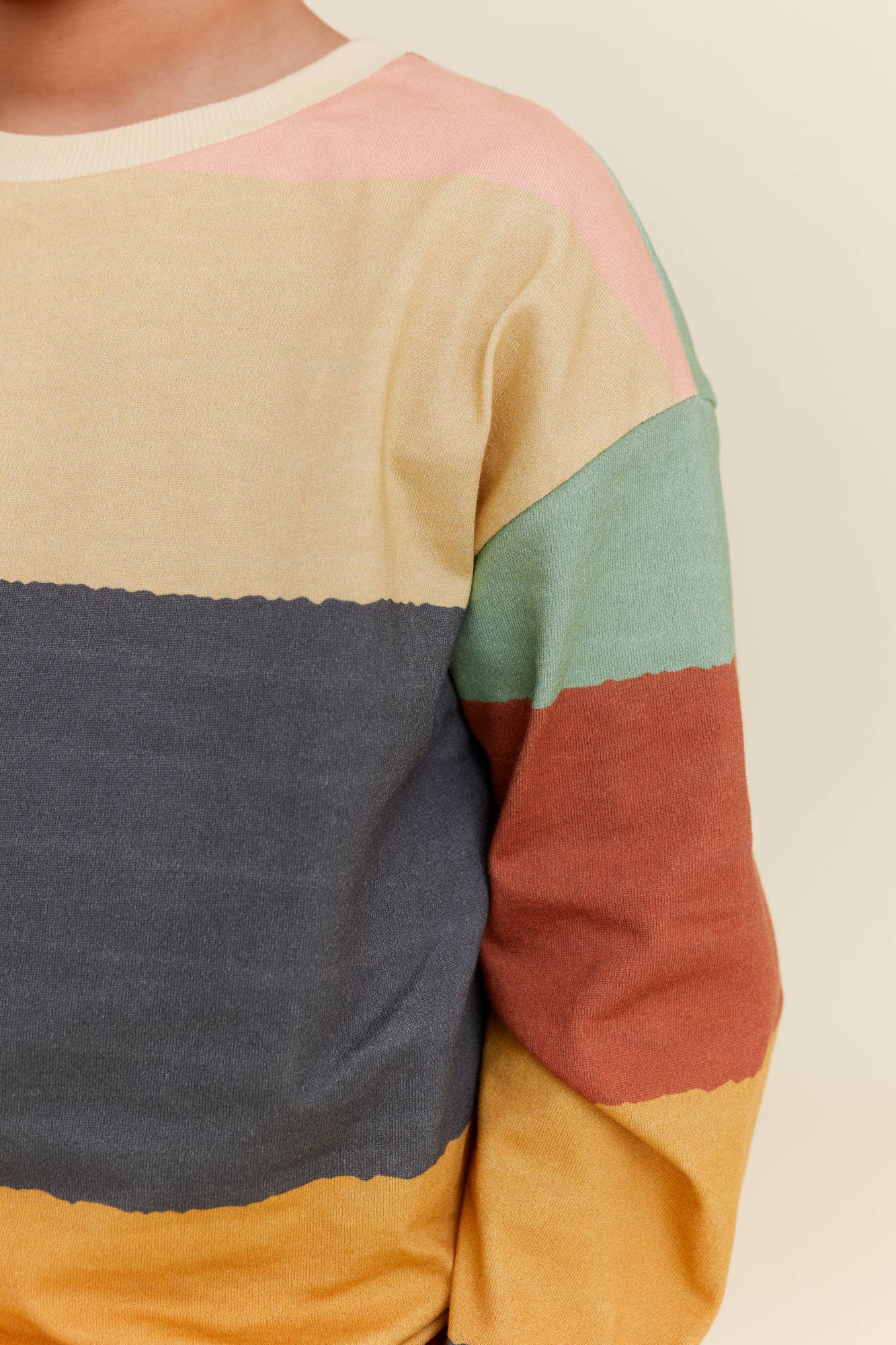 Green ORGANIC COTTON WIDE-SLEEVE STRIPES T-SHIRT for wholesale on Faire3