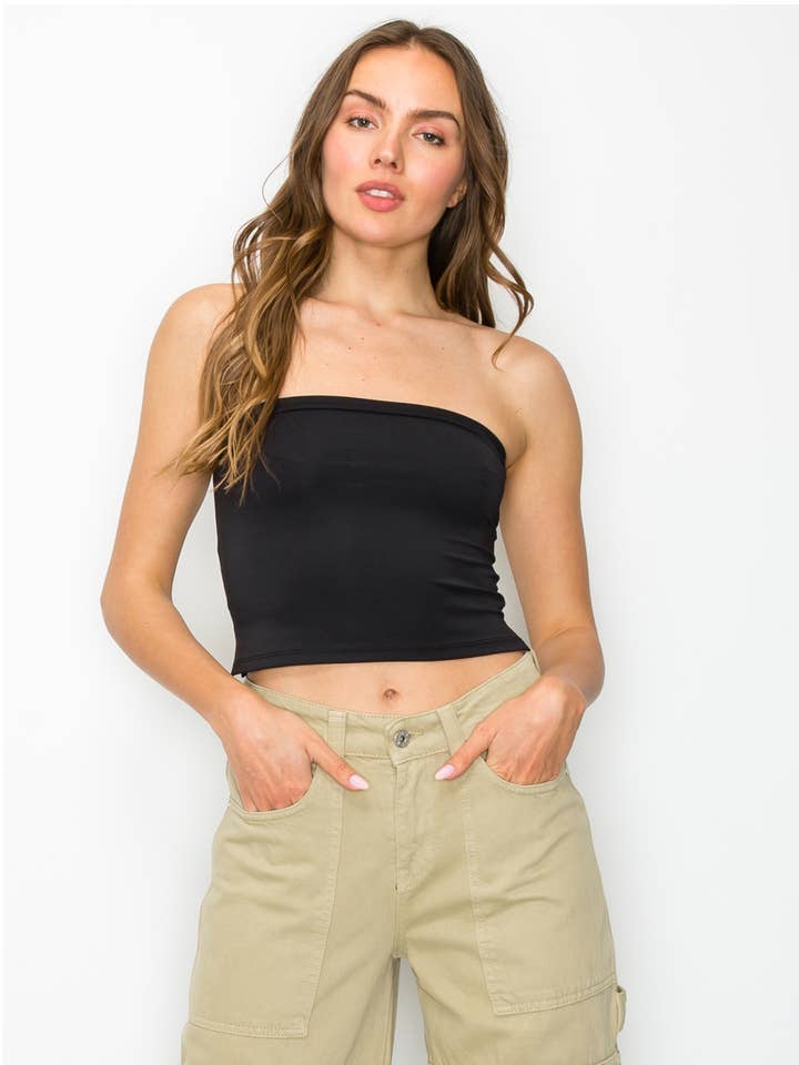 Y2K ydeevne 4-vejs stretch rør top SORT T1001BK for engroshandel hos Makers of Dreams