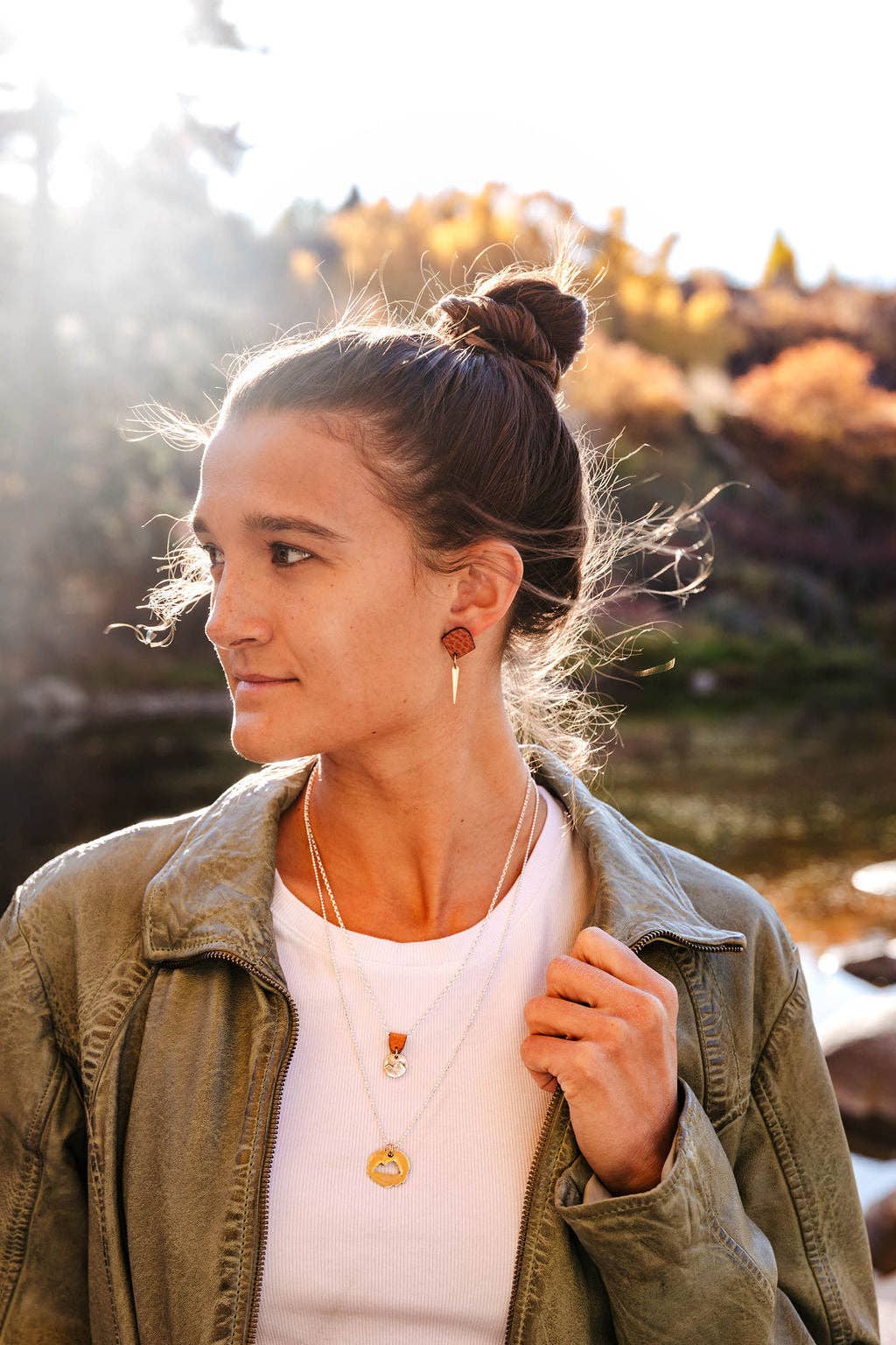 Sunward Jewelry and Hats - Wholesale Pendant/Charm Necklace - Mini Mountain on Sterling Silver Chain w/ Leather Attachment2