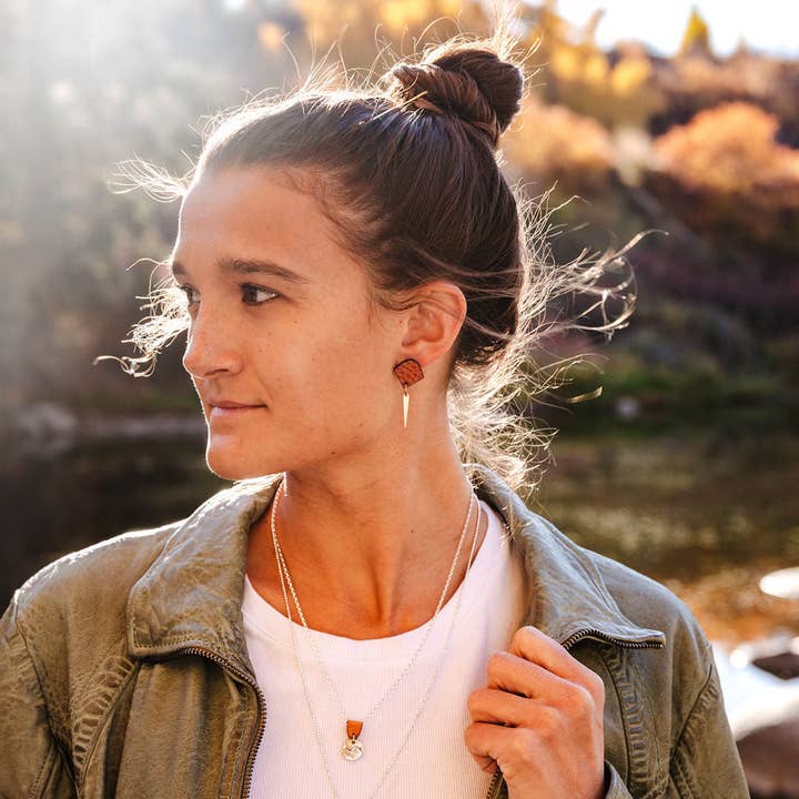 Sunward Jewelry and Hats - Wholesale Pendant/Charm Necklace - Mini Mountain on Sterling Silver Chain w/ Leather Attachment2