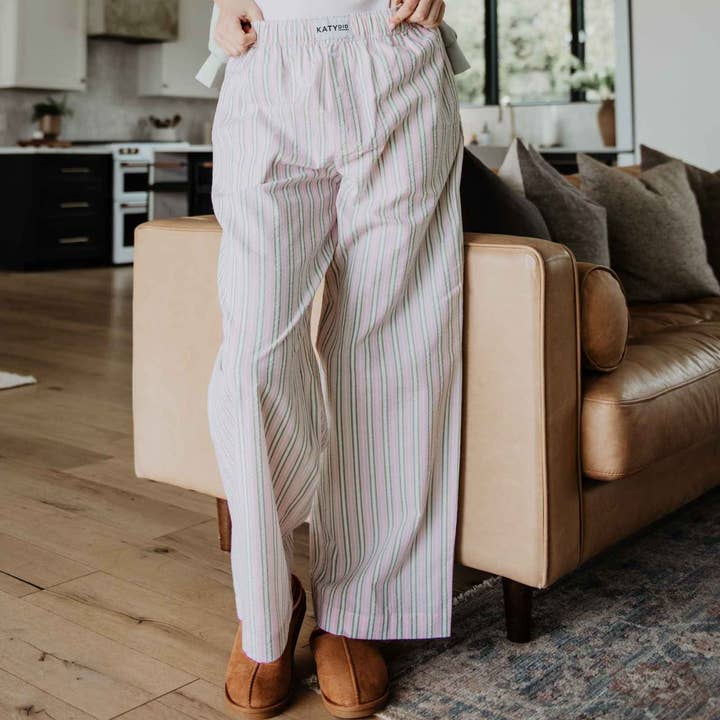 Light Pink and Green Striped Boxer Pants for wholesale by Katydid