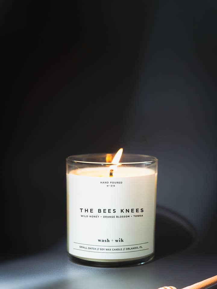 The Bees Knees Soy Wax Candle | Honey Scented Candle -1 Wick for wholesale by Wash and Wik