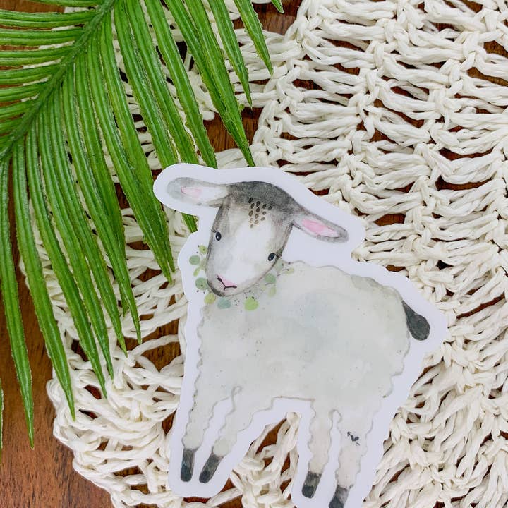 Sheep, Clear Vinyl, Sticker, 3x3 inch for wholesale by Savannah and James Co