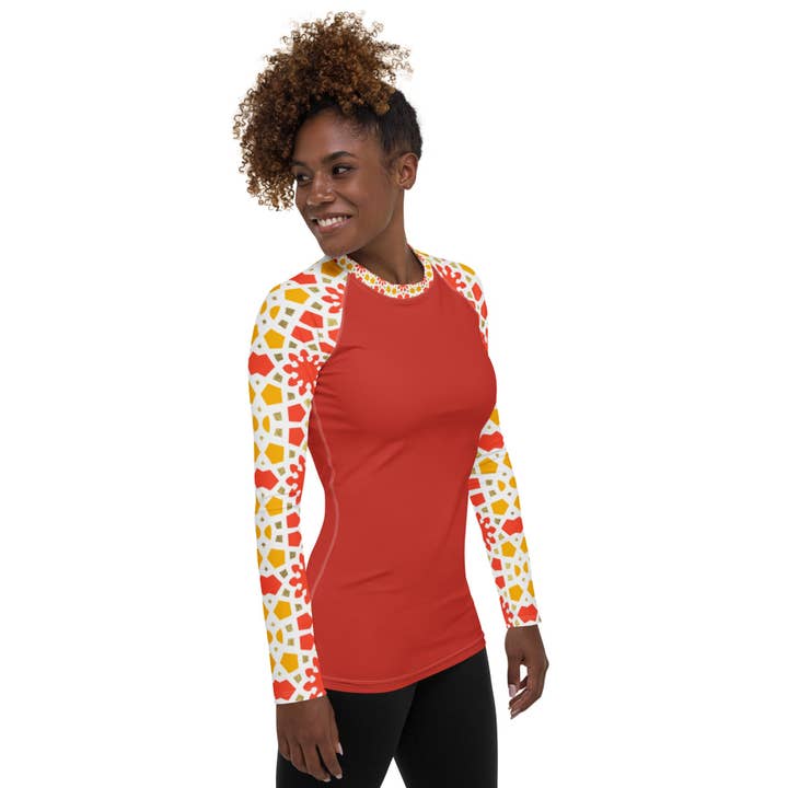 Women's Rash Guard - Arabesque Citrus for wholesale by The Shamal