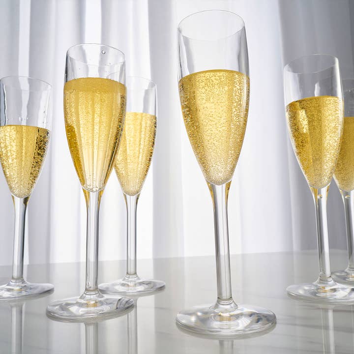The Wine Savant / Khen Glassware - Wholesale Champagne Flute - Unbreakable Acrylic Champagne Plastic Flute | Set of 6, 7 OZ