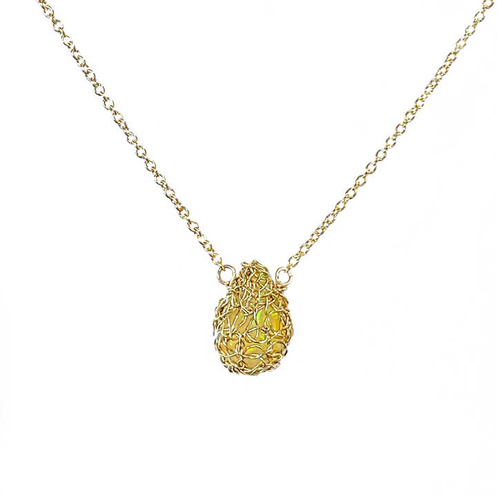Arivka Jewelry - Vendita all'ingrosso Collana con ciondolo/pendaglio - Collana a goccia con opale Welo in oro1