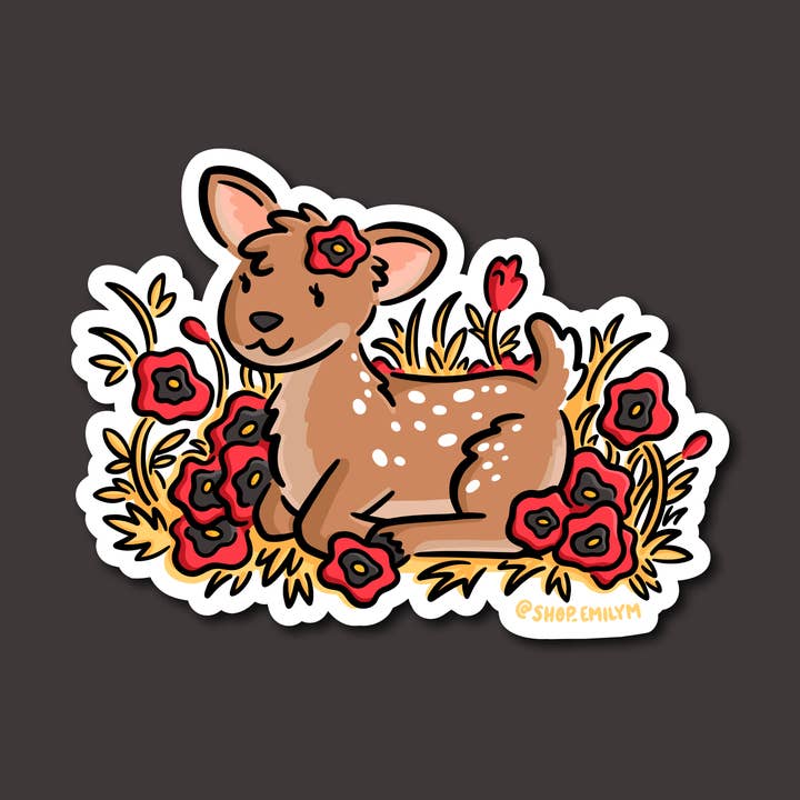 Poppy Deer Sticker for wholesale by Shop Emily M