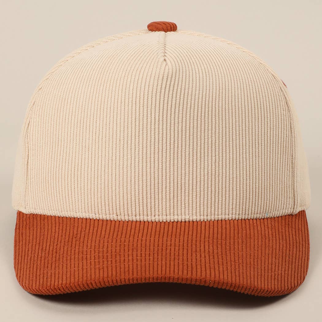 Fashion City - Wholesale Baseball Cap - Unisex - Plain Two Tone Corduroy 5 Panel Trucker Hat4