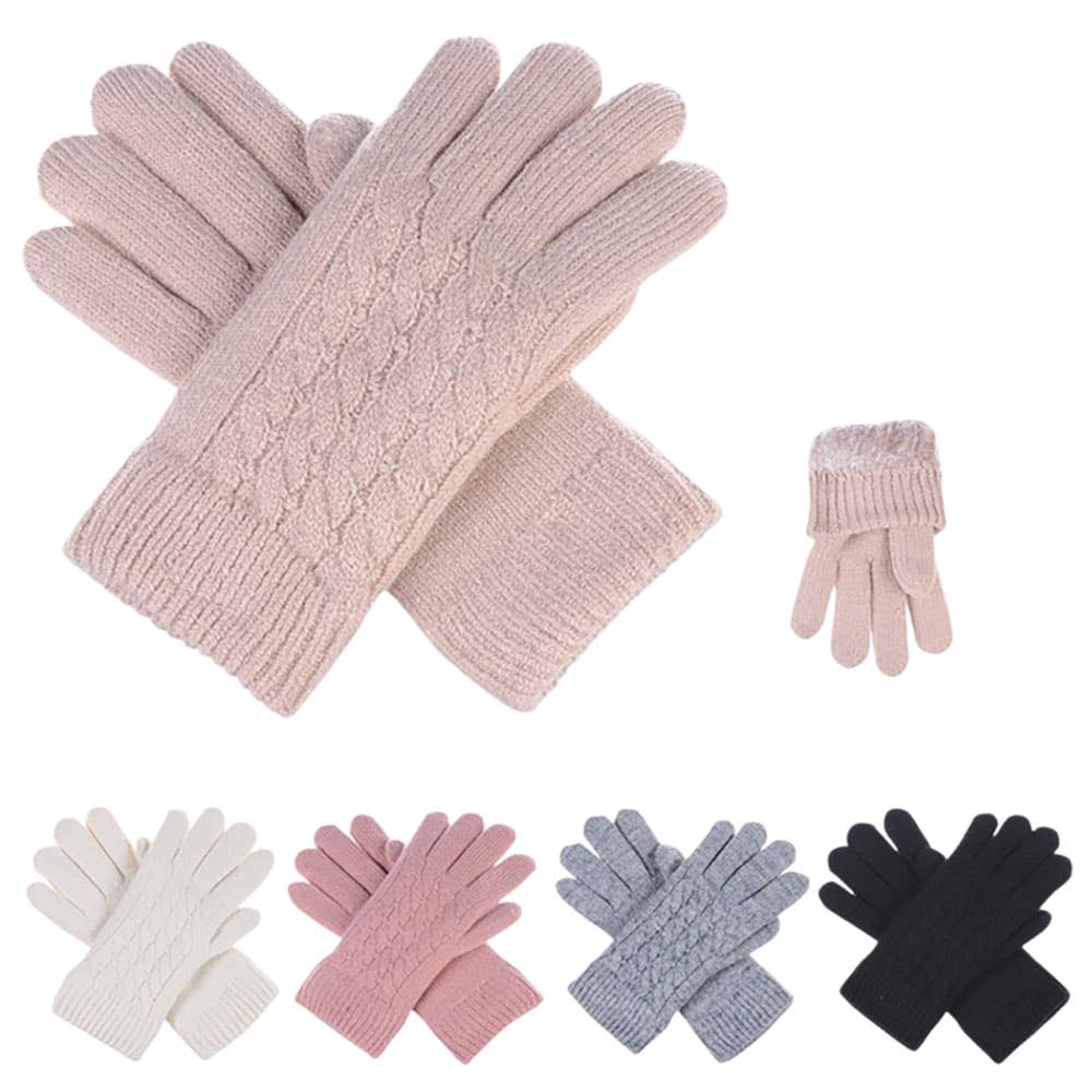 Sensibling Corp. – wholesale Gloves – Women's – 12Pairs - Faux Fur Lining Classic Cable Knit Gloves4