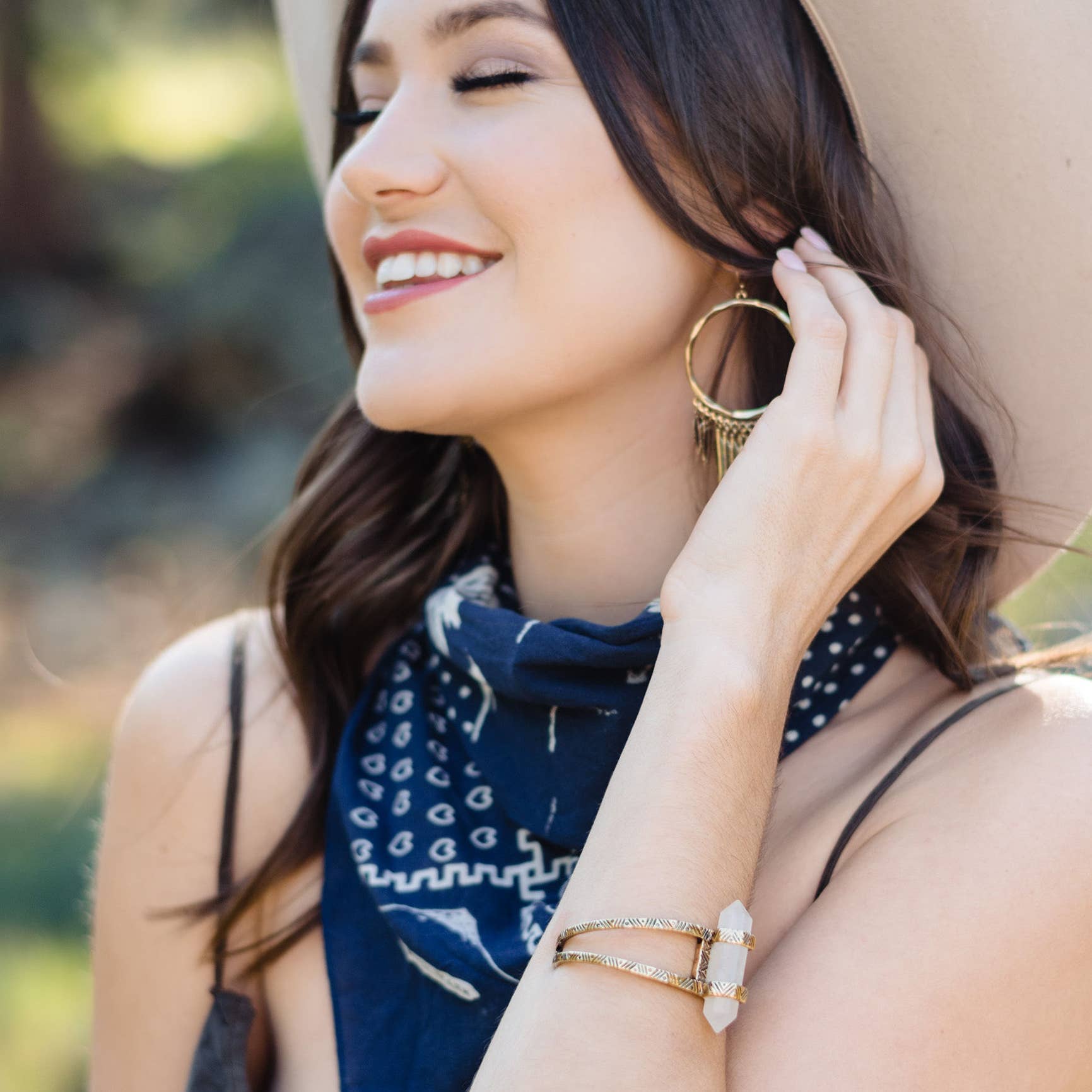 Hiouchi Jewels | Rose & Bolt Grateful Dead Jewelry - Wholesale Cuff Bracelet - Crystal Cuff Bracelet | Gold / Quartz5