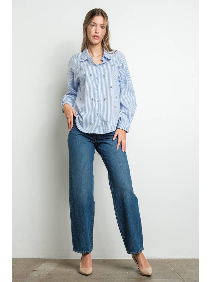 KIWI - Wholesale Buttoned-down shirt – Women's - IT3066 Rhinestone embellished button down shirt14