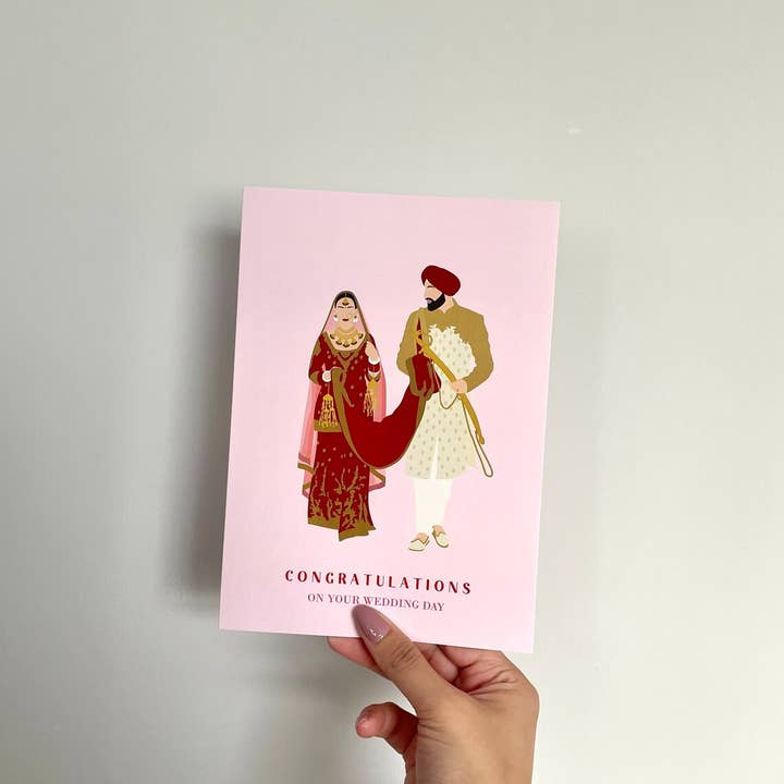 Carte pendjabi pour la mariée et le marié Carte de mariage pendjabi pour la vente par Roshni Desai & Things