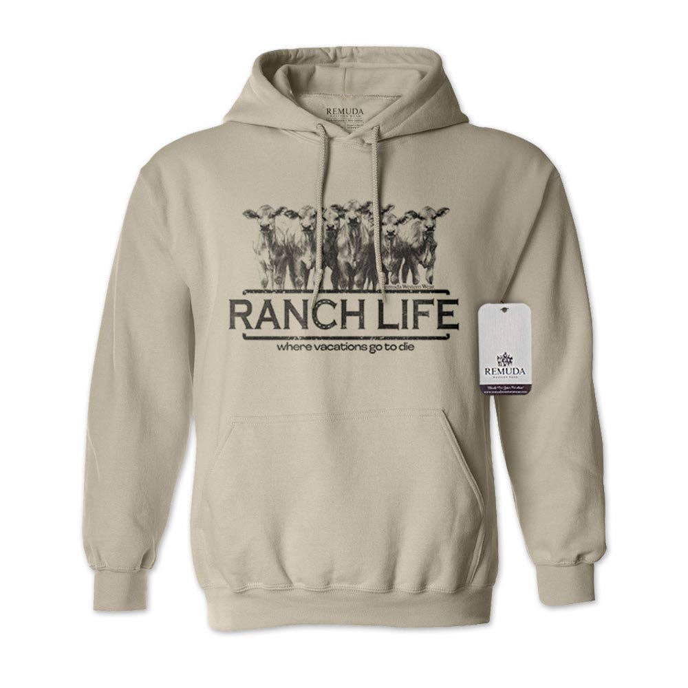 Remuda Western Wear - Wholesale Hoodie - Unisex - Ranch Life: Where Vacations Go To Die - Adult Unisex Western Hoodie7