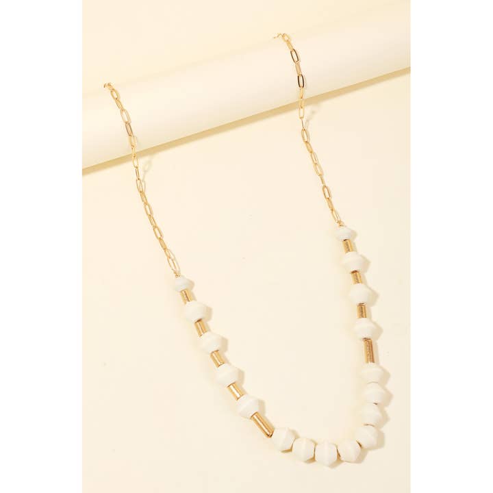 Collar de cadena larga con cuentas metálicas y madera para venta al por mayor de Anarchy Street