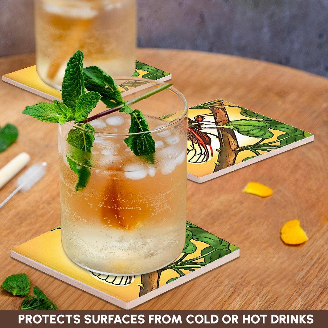 3dRose - Wholesale Coasters - 3dRose, Cicada Insect Black Outline Art, Coaster2