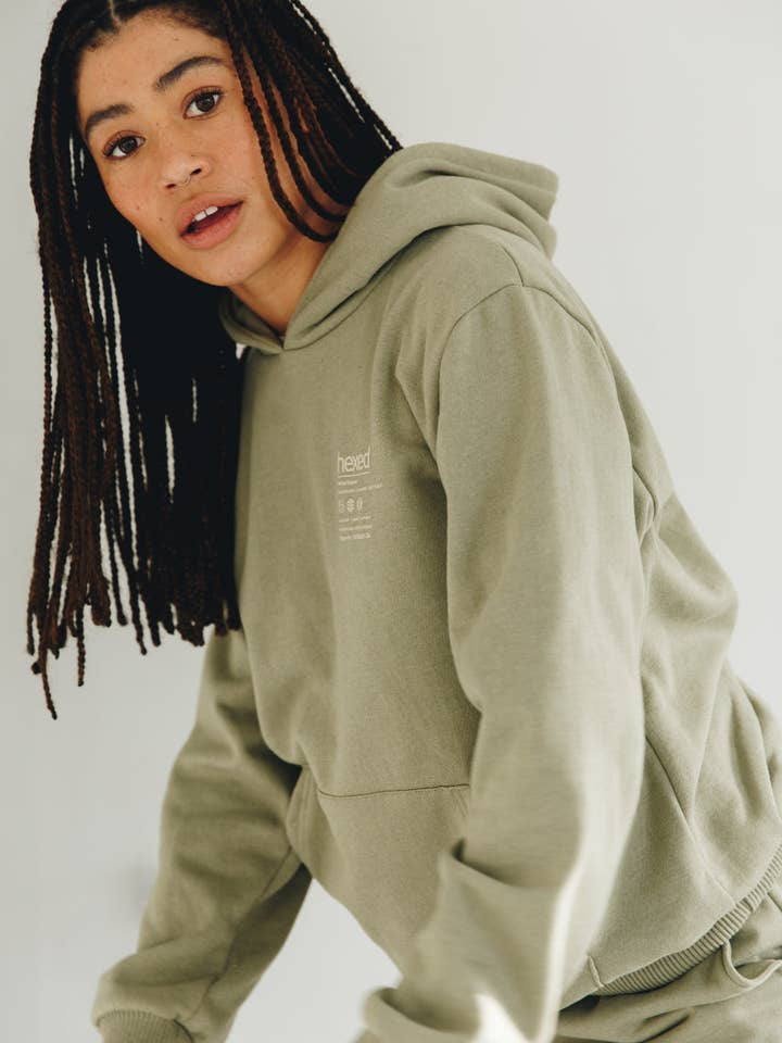Light Khaki PLANET POSITIVE UNISEX HOODIE for wholesale on Faire3