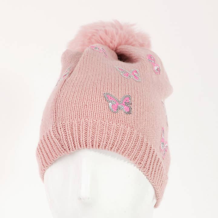 Butterfly Pom Mössa för wholesale av Collections by Fame Accessories