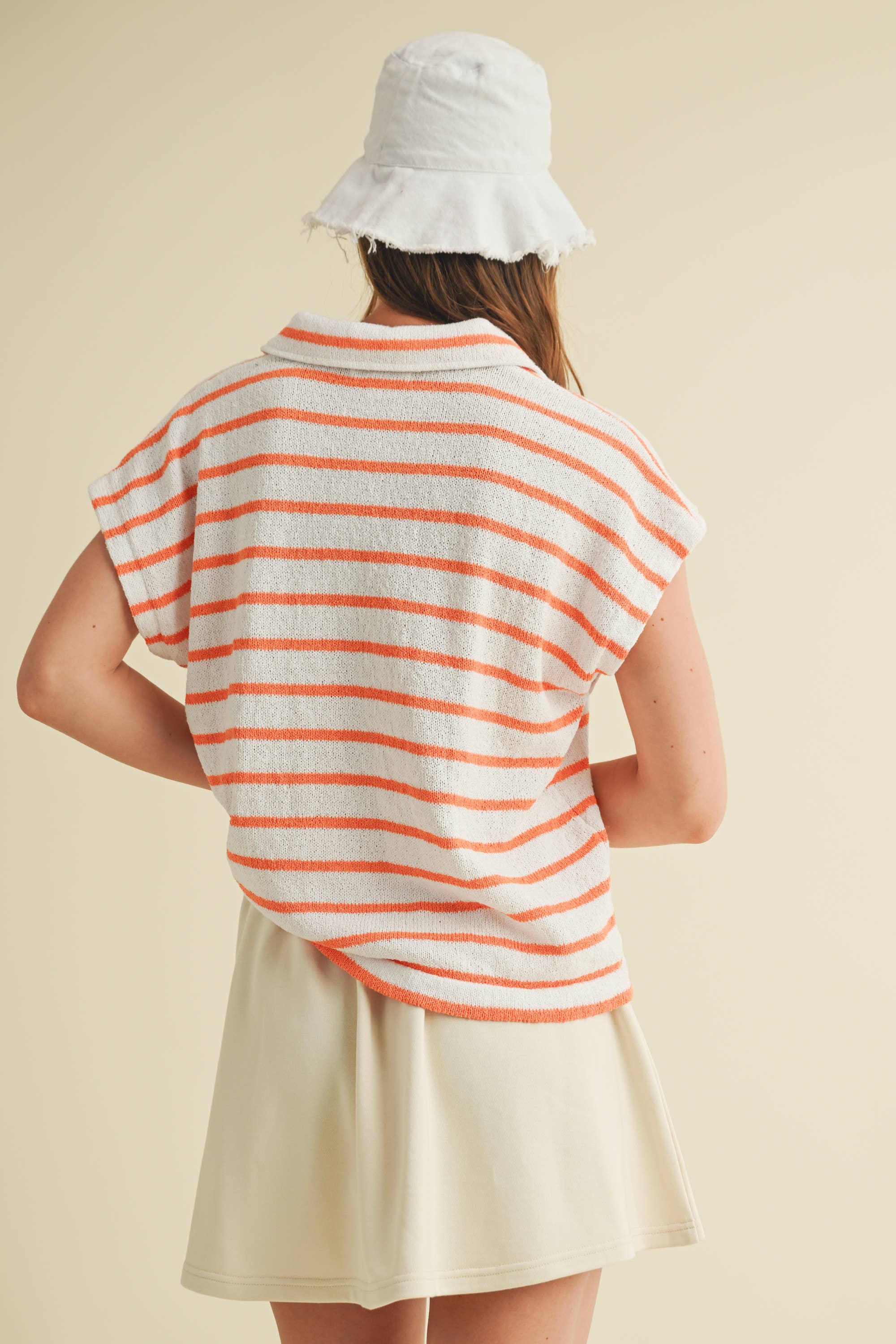 Cloud Ten - Wholesale Knit Top - Women's - CSW18065 - STRIPED COLLARED V NECK TOP3