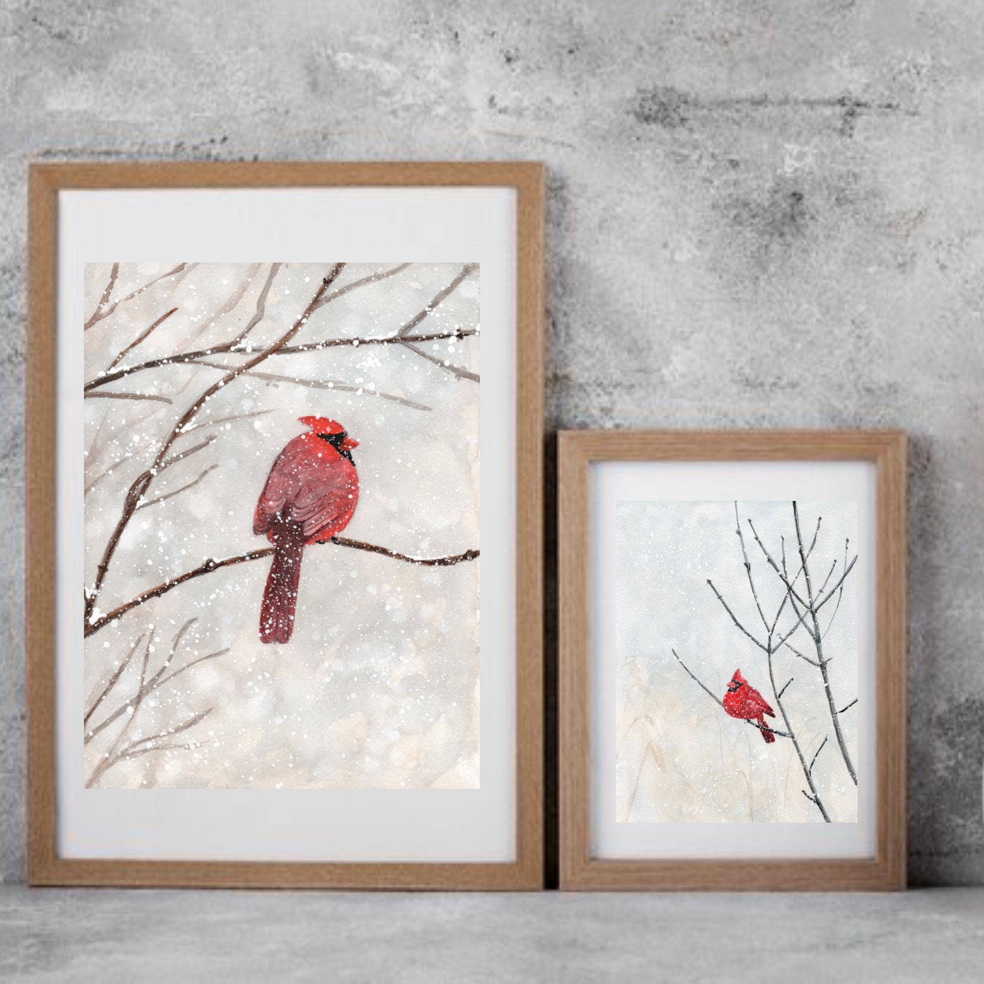 Kathryn Paul Fine Art - Wholesale Art Print - Christmas Cardinal Watercolor Print: Winter Bird Art4