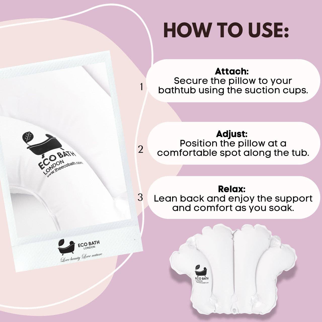 Eco Bath London - Wholesale Spa/Therapy Pillow - Eco Bath London Bath Pillow - Waterproof Bathtub Pillow for Head & Neck4